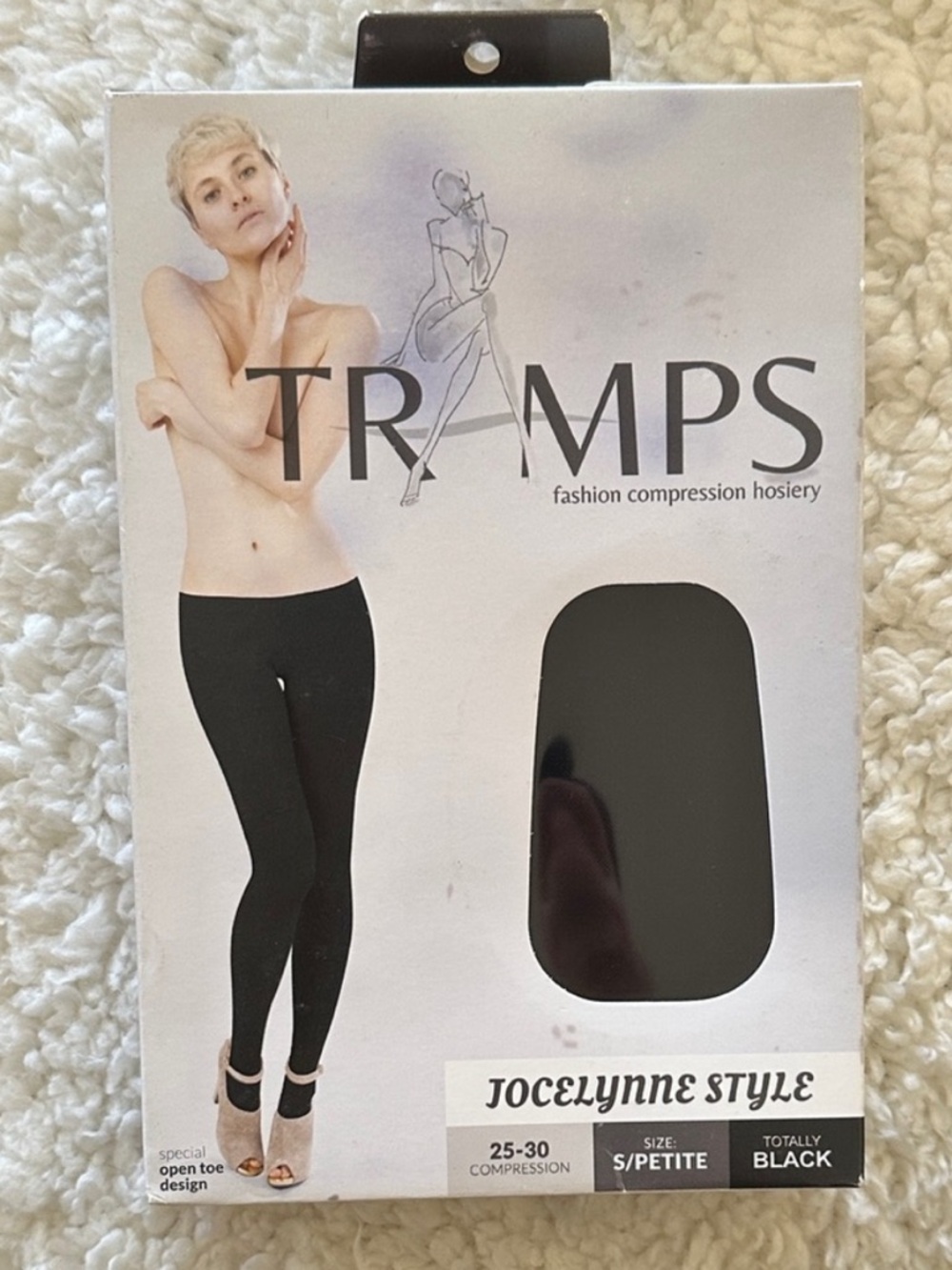 TRAMPS Jocelynne Fashion Compression Hosiery - Black 25-30mmhg Small Petite